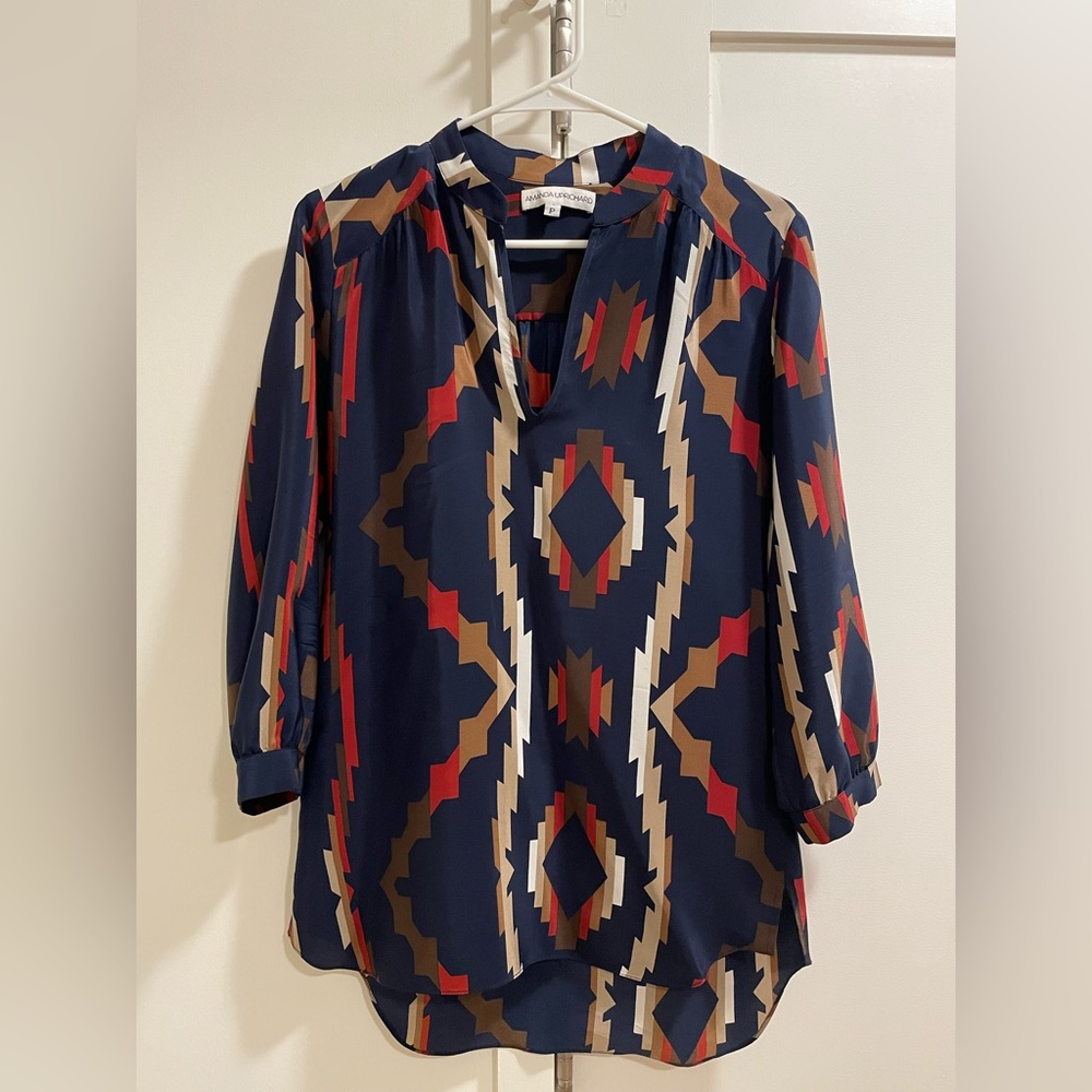Amanda Uprichard Navy Geometric Tunic